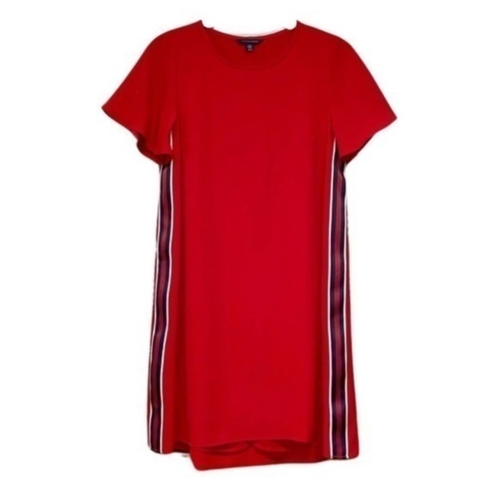 🎈TOMMY HILFIGER- Red Midi Dress with Side Stripes , NWT